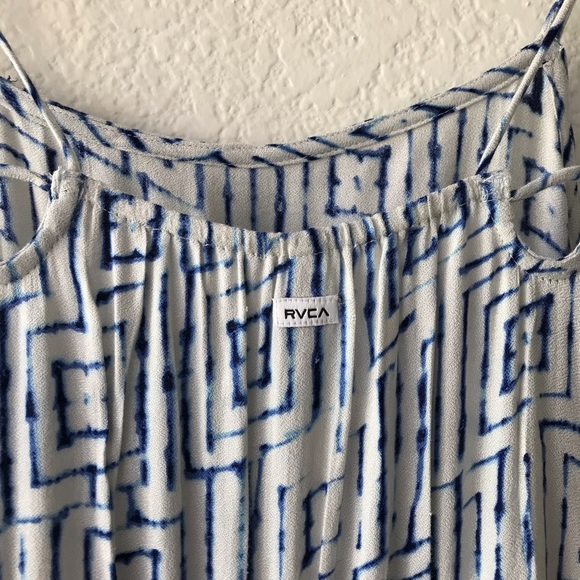 RVCA Lily Romper Blue White Printed NWT Romper L - Picture 10 of 16